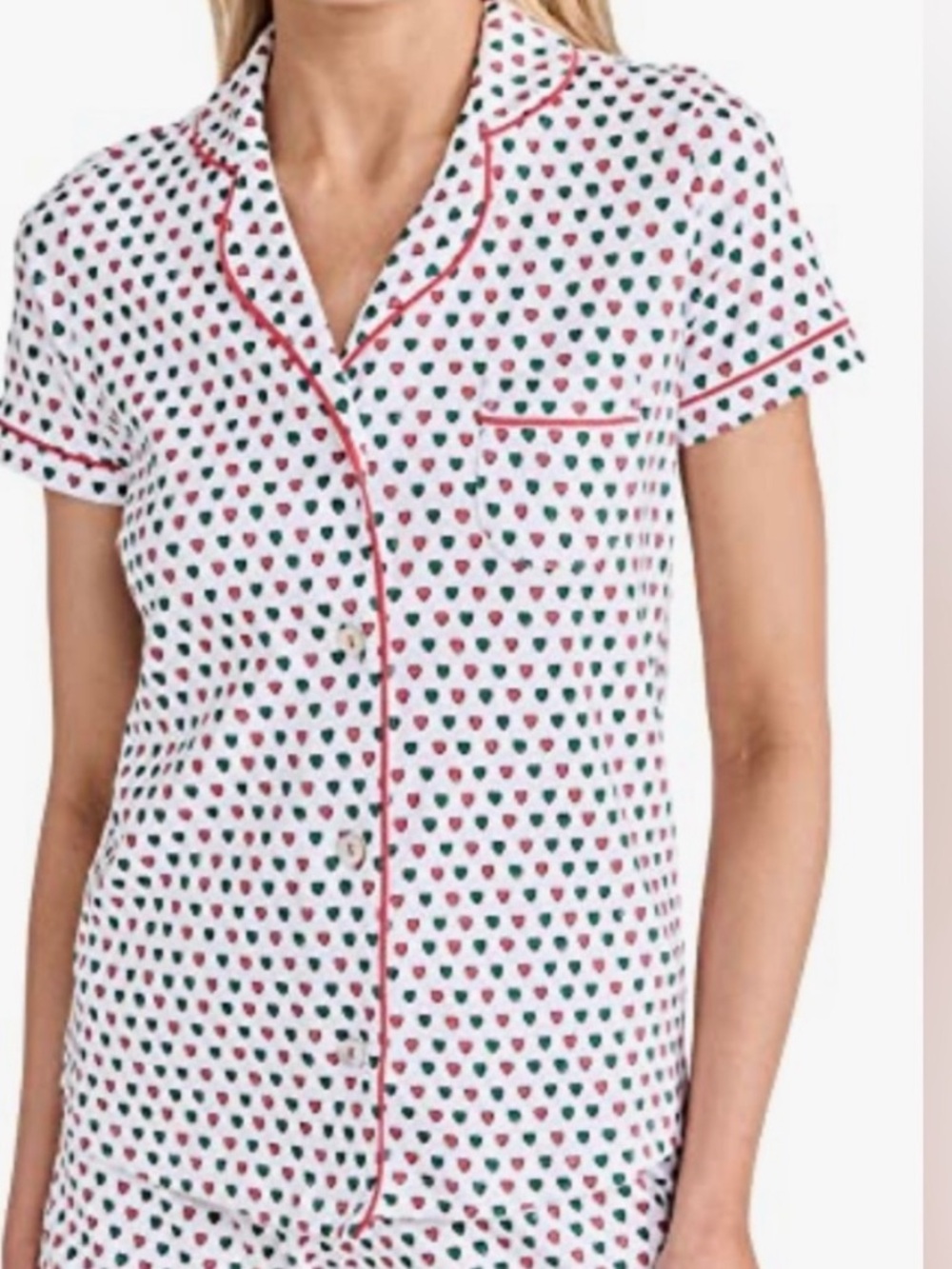 Roller Rabbit Hearts Polo Pajama Top Red Green Small